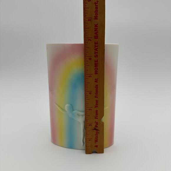 Vintage M.I. Vase Planter with Ballerina and Rainbow 6.75" Tall Made in Japan - Picture 6 of 7